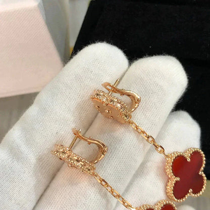 [Select]CLOVER 2 MOTIF  LASER CARNELIAN EARRINGS