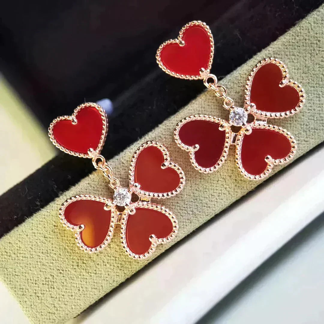[Select]SWEET CLOVER CARNELIAN EARRINGS