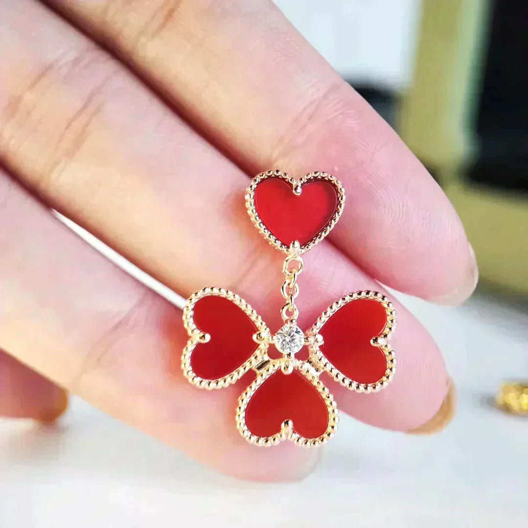 [Select]SWEET CLOVER CARNELIAN EARRINGS