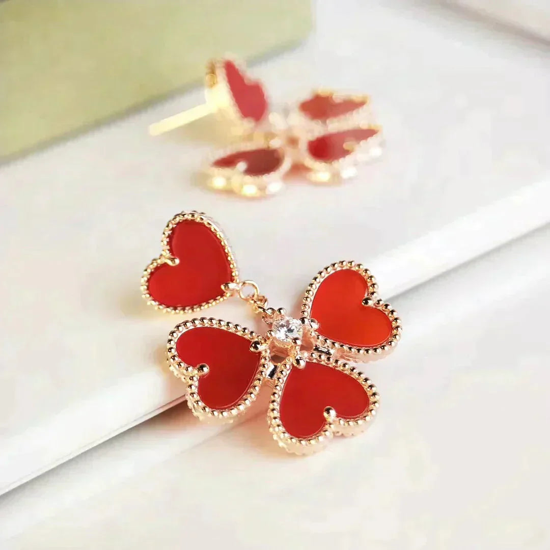 [Select]SWEET CLOVER CARNELIAN EARRINGS