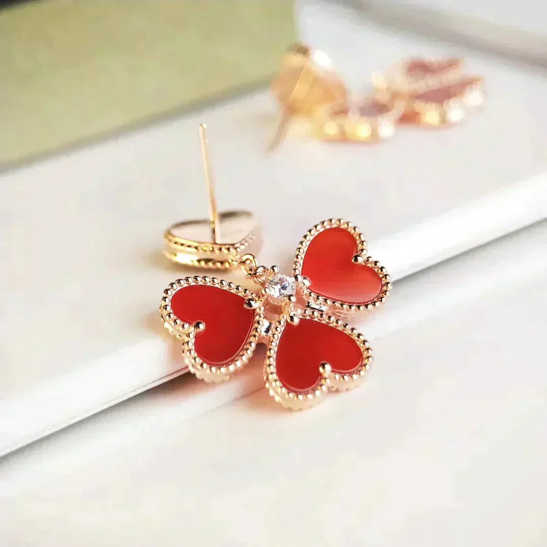 [Select]SWEET CLOVER CARNELIAN EARRINGS