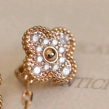 [Select]CLOVER MEDIUM 1 MOTIFS FUll DIAMOND EARRINGS