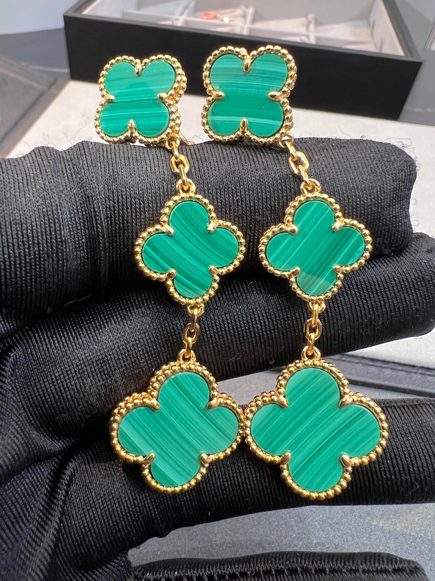 [Select]CLOVER MALACHITE 3 MOTIFS GOLD