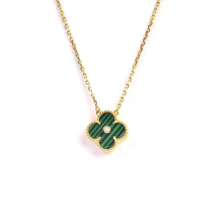[Select]CLOVER 15MM DIAMOND TURQUOISE NECKLACE