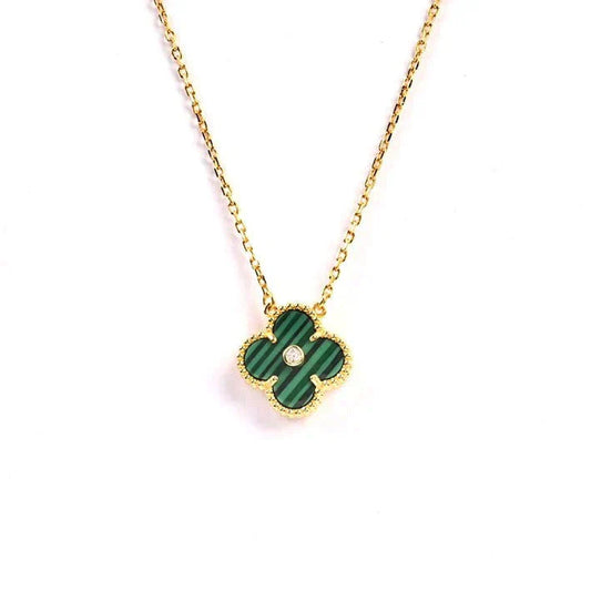 [Select]CLOVER 15MM DIAMOND TURQUOISE NECKLACE