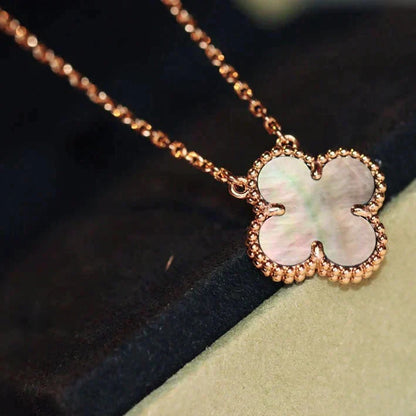 [Select]CLOVER 15MM  GRAY MOTHER OF PEARL NECKLACE