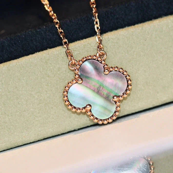[Select]CLOVER 15MM  GRAY MOTHER OF PEARL NECKLACE