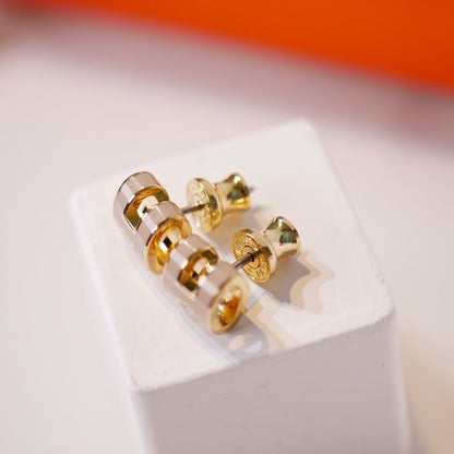 [Select]MINI POP H GOLD EARRINGS GREY