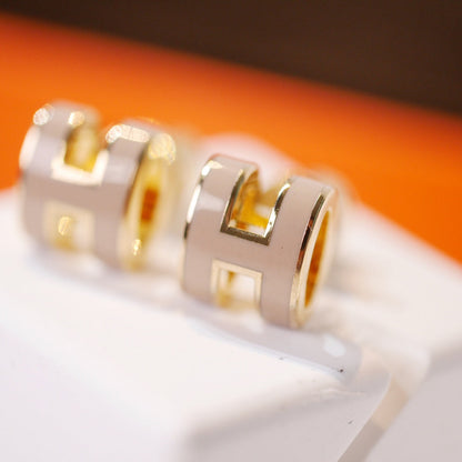 [Select]MINI POP H GOLD EARRINGS GREY