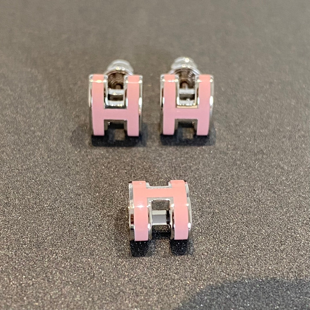 [Select]MINI POP H SILVER EARRINGS PINK