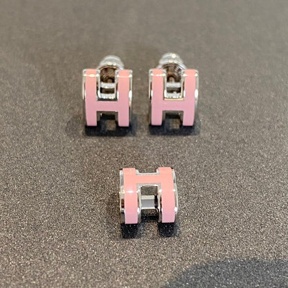 [Select]MINI POP H SILVER EARRINGS PINK