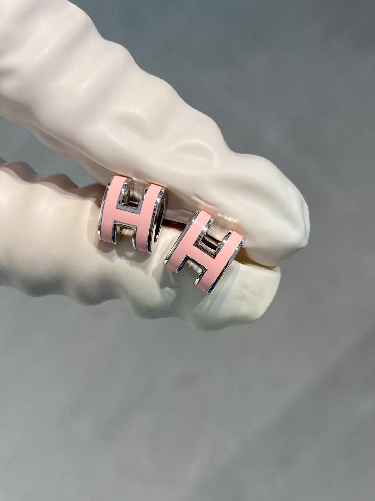 [Select]MINI POP H SILVER EARRINGS PINK