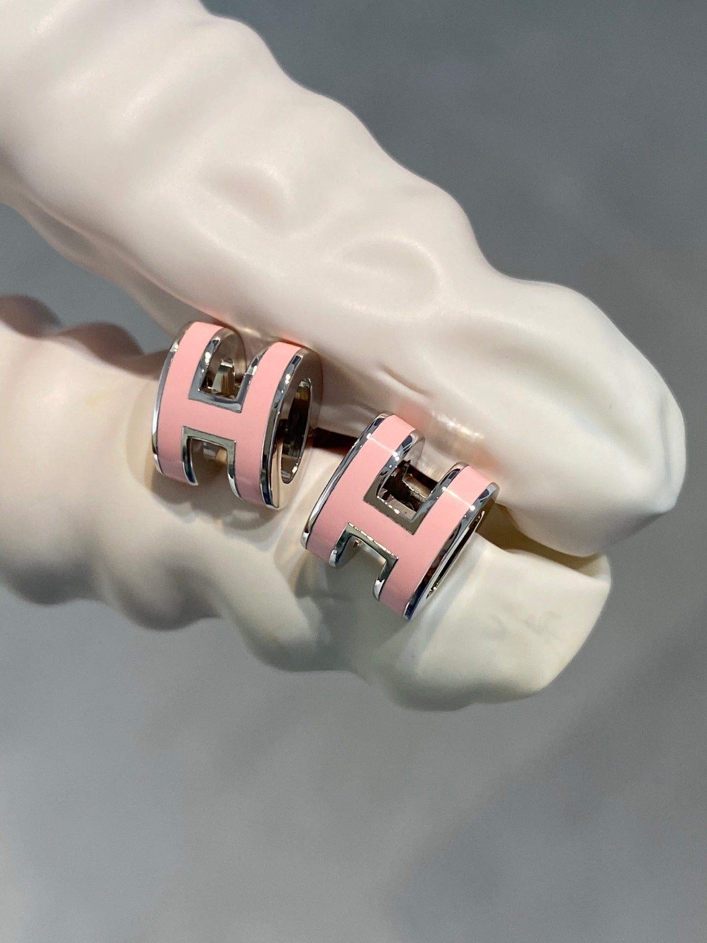 [Select]MINI POP H SILVER EARRINGS PINK