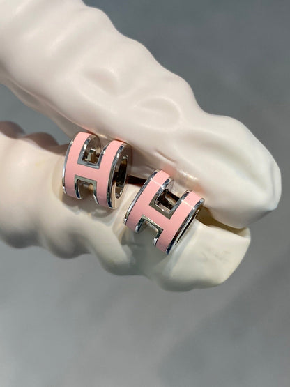 [Select]MINI POP H SILVER EARRINGS PINK