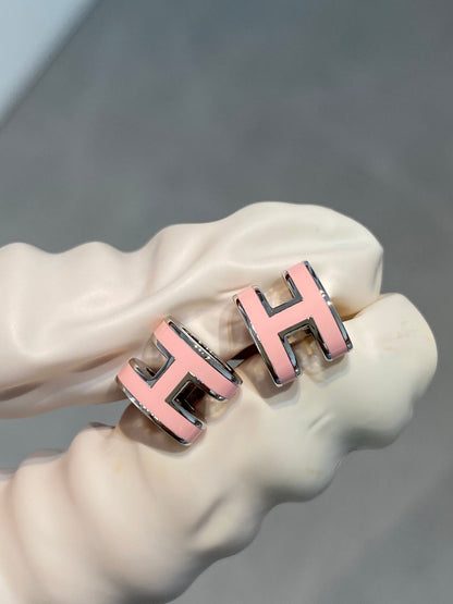 [Select]MINI POP H SILVER EARRINGS PINK