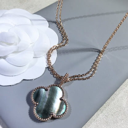 [Select]CLOVER 25MM GOLD DARK MOP BIG CLOVER NECKLACE