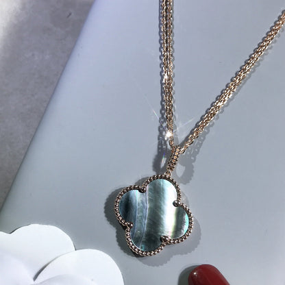 [Select]CLOVER 25MM GOLD DARK MOP BIG CLOVER NECKLACE
