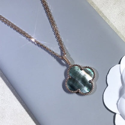 [Select]CLOVER 25MM GOLD DARK MOP BIG CLOVER NECKLACE