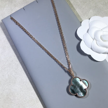 [Select]CLOVER 25MM GOLD DARK MOP BIG CLOVER NECKLACE