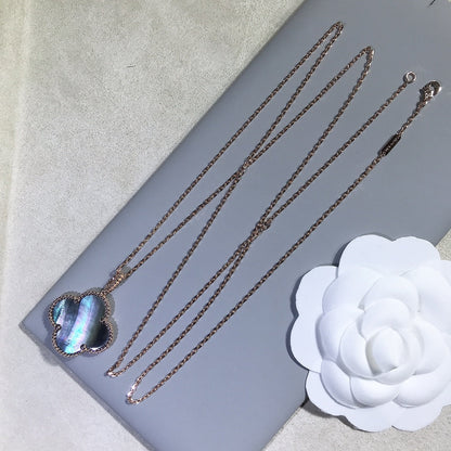 [Select]CLOVER 25MM GOLD DARK MOP BIG CLOVER NECKLACE