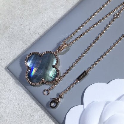 [Select]CLOVER 25MM GOLD DARK MOP BIG CLOVER NECKLACE
