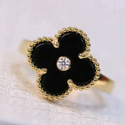 [Select]CLOVER ONYX RING GOLD DIAMOND