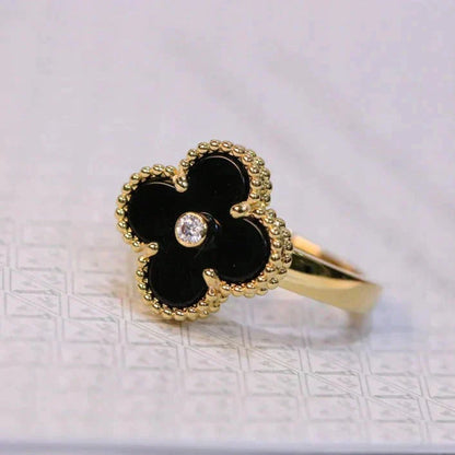 [Select]CLOVER ONYX RING GOLD DIAMOND