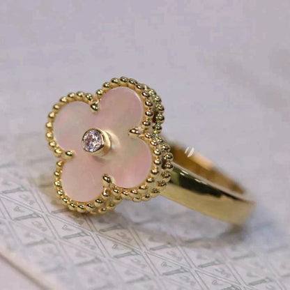 [Select]CLOVER PINK MOP RING GOLD DIAMOND
