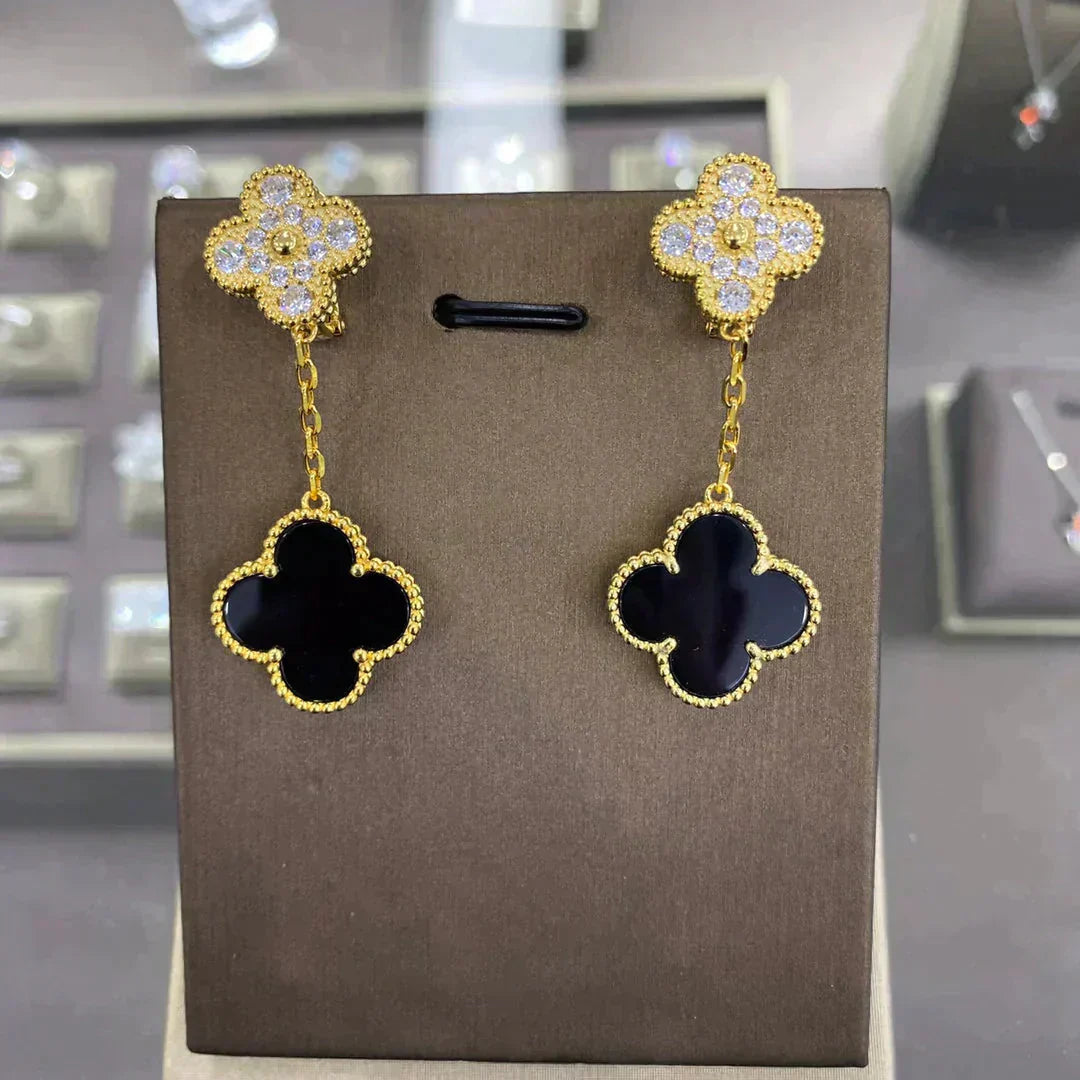 [Select]CLOVER  2 MOTIFS  DIAMOND  EARRINGS (MULTIPLE CHOICESç´