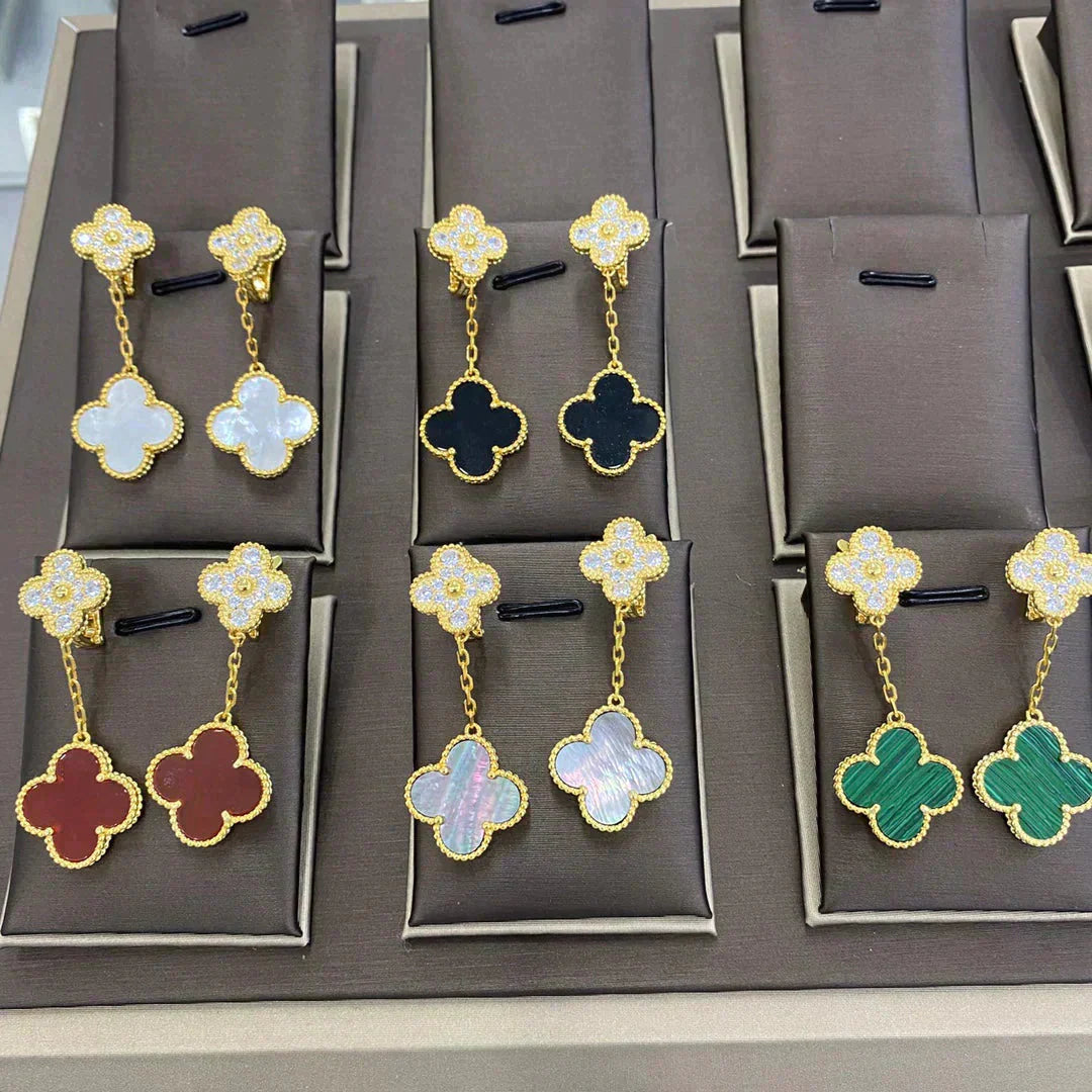[Select]CLOVER  2 MOTIFS  DIAMOND  EARRINGS (MULTIPLE CHOICESç´