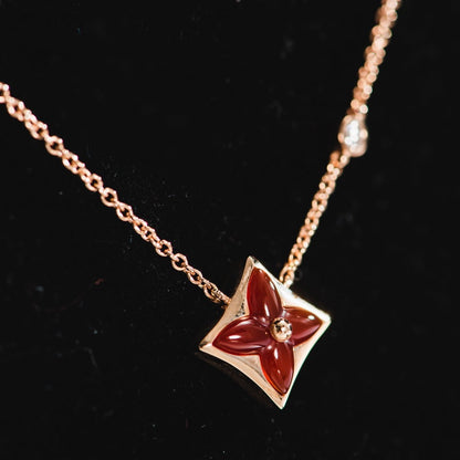 [Select]STAR NECKLACE PINK GOLD 1 DIAMOND