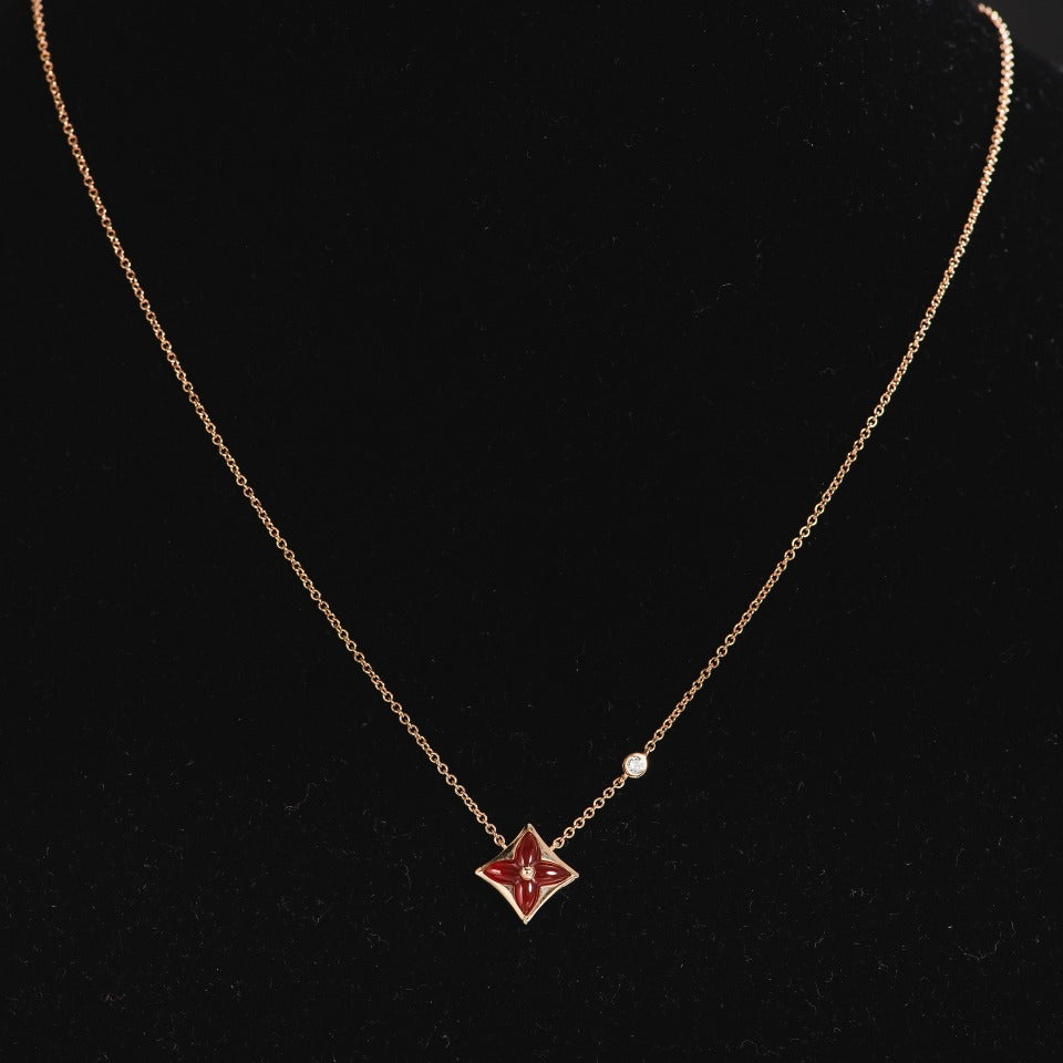 [Select]STAR NECKLACE PINK GOLD 1 DIAMOND