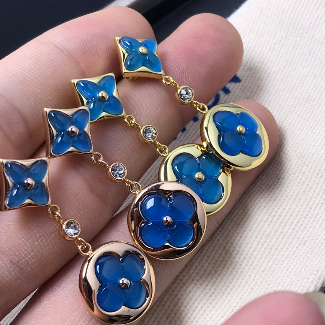 [Select]STAR AND SUN AGATE DIAMOND EARRINGS