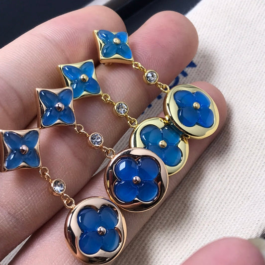 [Select]STAR AND SUN AGATE DIAMOND EARRINGS