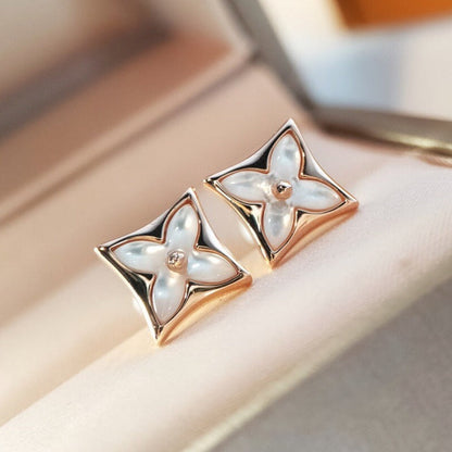 [Select]STAR MOP PINK GOLD EARRINGS