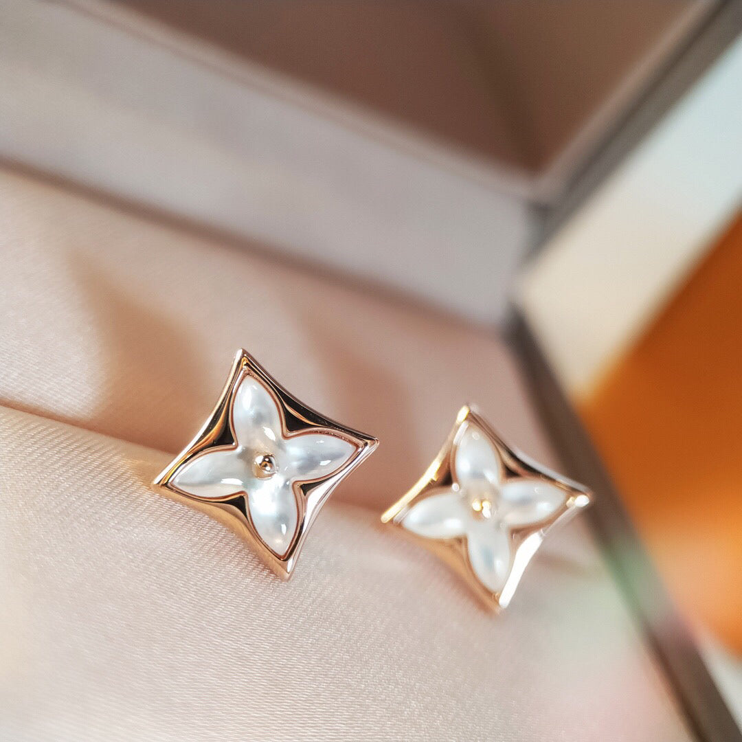 [Select]STAR MOP PINK GOLD EARRINGS