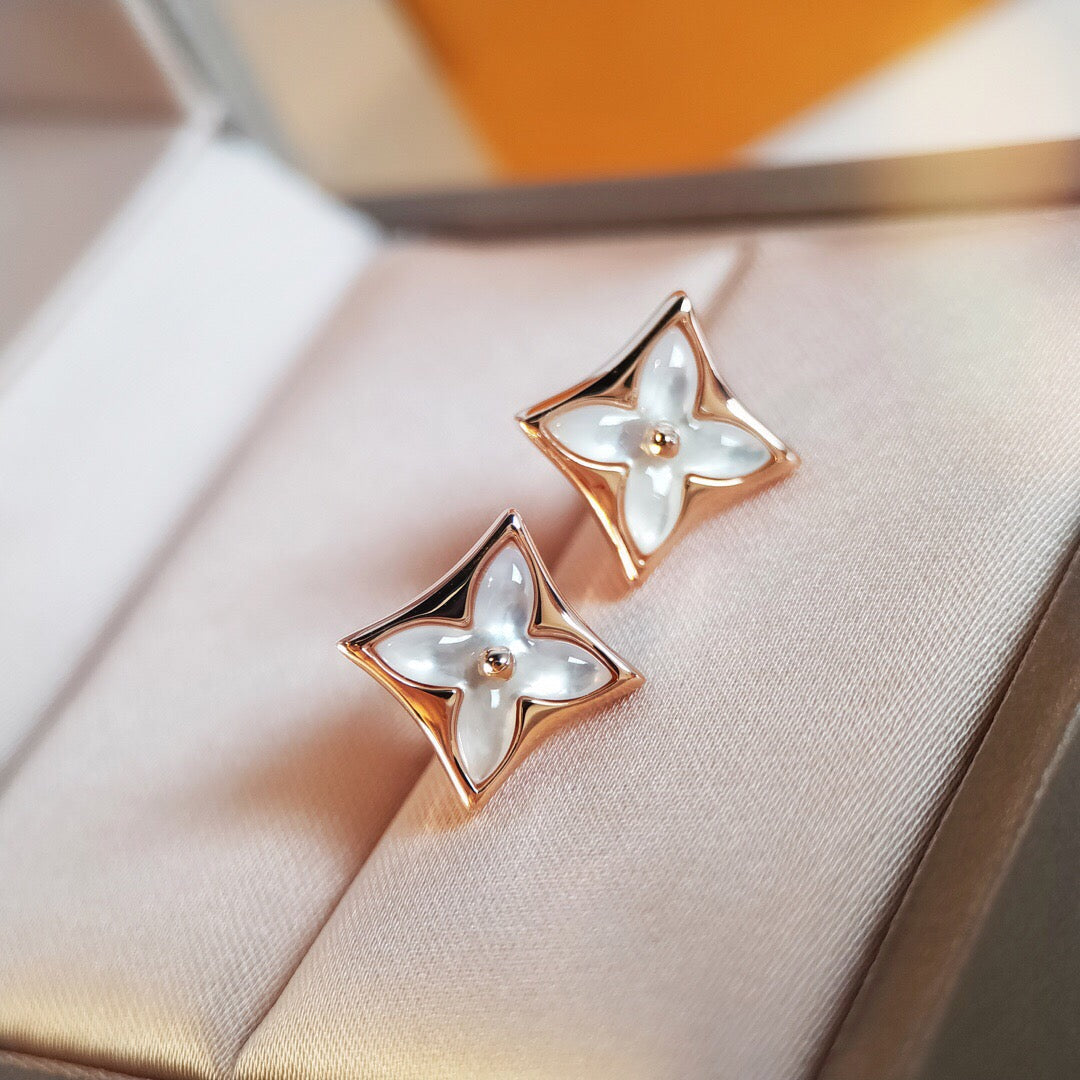 [Select]STAR MOP PINK GOLD EARRINGS