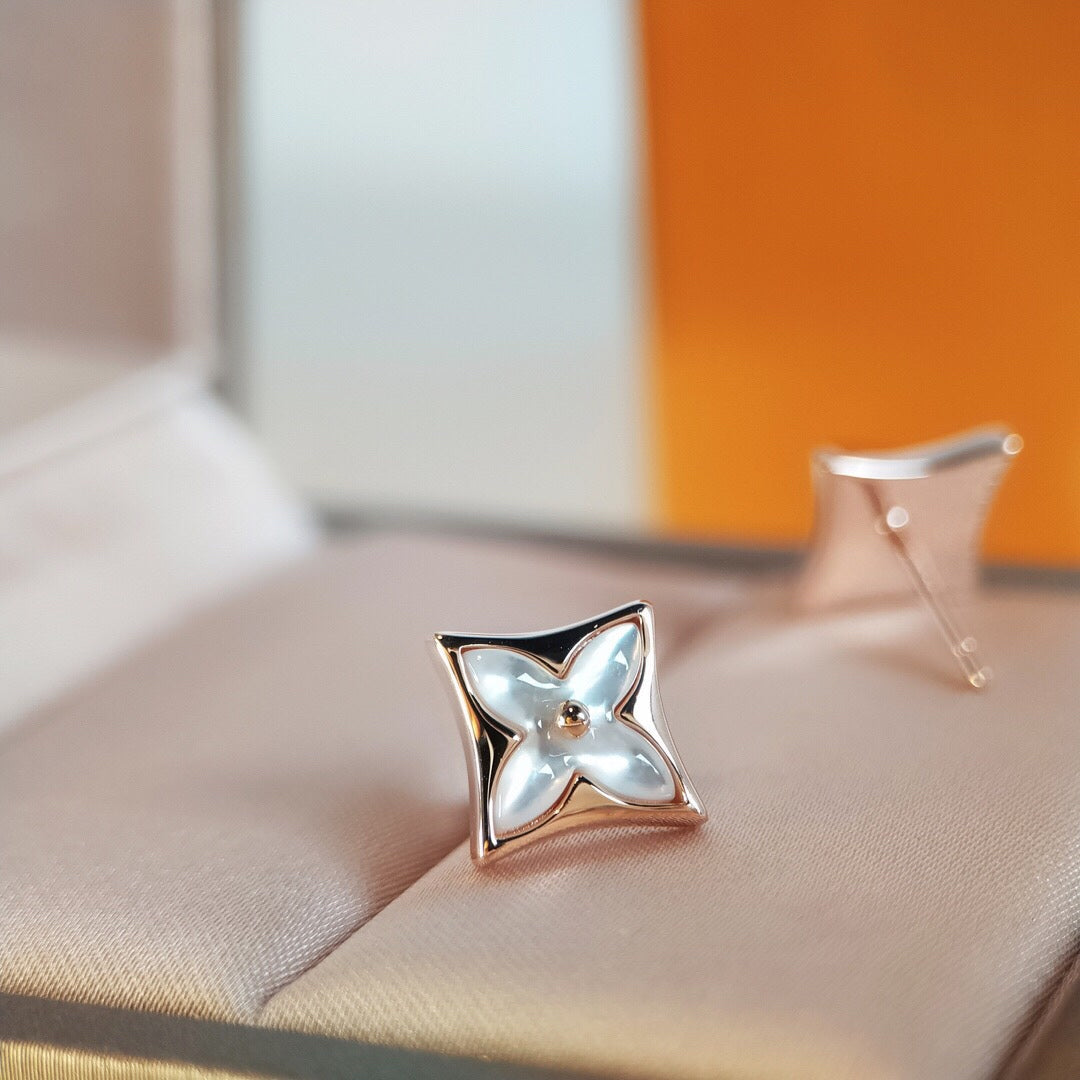 [Select]STAR MOP PINK GOLD EARRINGS
