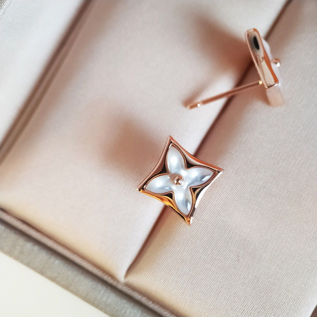 [Select]STAR MOP PINK GOLD EARRINGS
