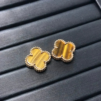 [Select]CLOVER MEDIUM 1 MOTIFS TIGER EYE EARRINGS