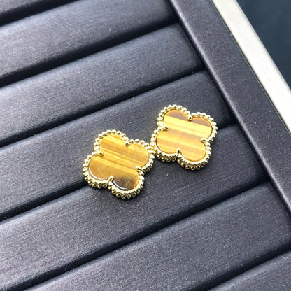 [Select]CLOVER MEDIUM 1 MOTIFS TIGER EYE EARRINGS