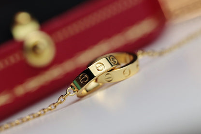 [Select]LOVE NECKLACE DOUBLE RING GOLD