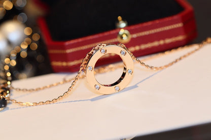 [Select]LOVE NECKLACE 16MM 6 DIAMONDS PINK GOLD
