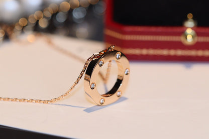 [Select]LOVE NECKLACE 16MM 6 DIAMONDS PINK GOLD