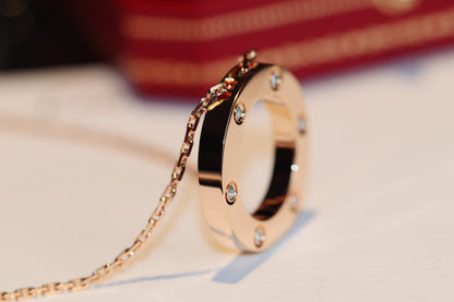 [Select]LOVE NECKLACE 16MM 6 DIAMONDS PINK GOLD