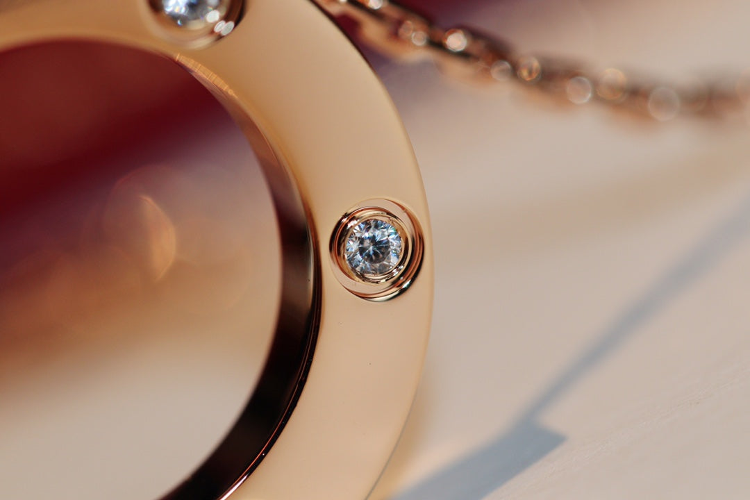 [Select]LOVE NECKLACE 16MM 6 DIAMONDS PINK GOLD