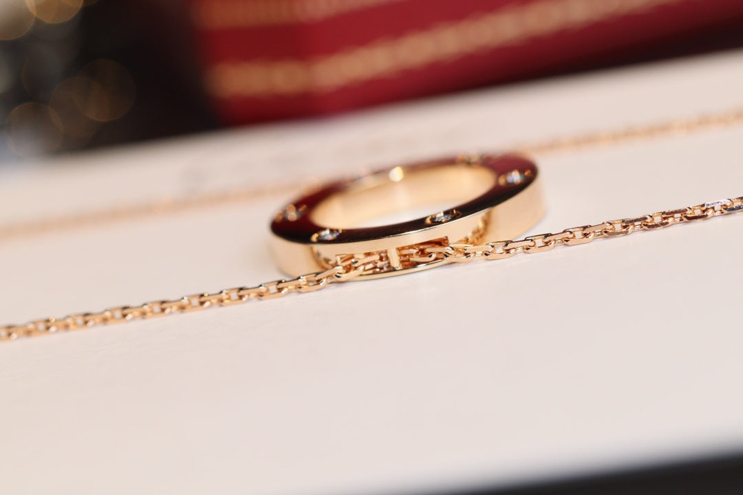 [Select]LOVE NECKLACE 16MM 6 DIAMONDS PINK GOLD