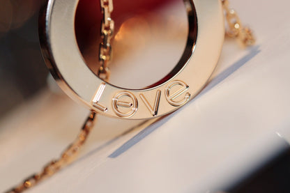 [Select]LOVE NECKLACE 16MM 6 DIAMONDS PINK GOLD