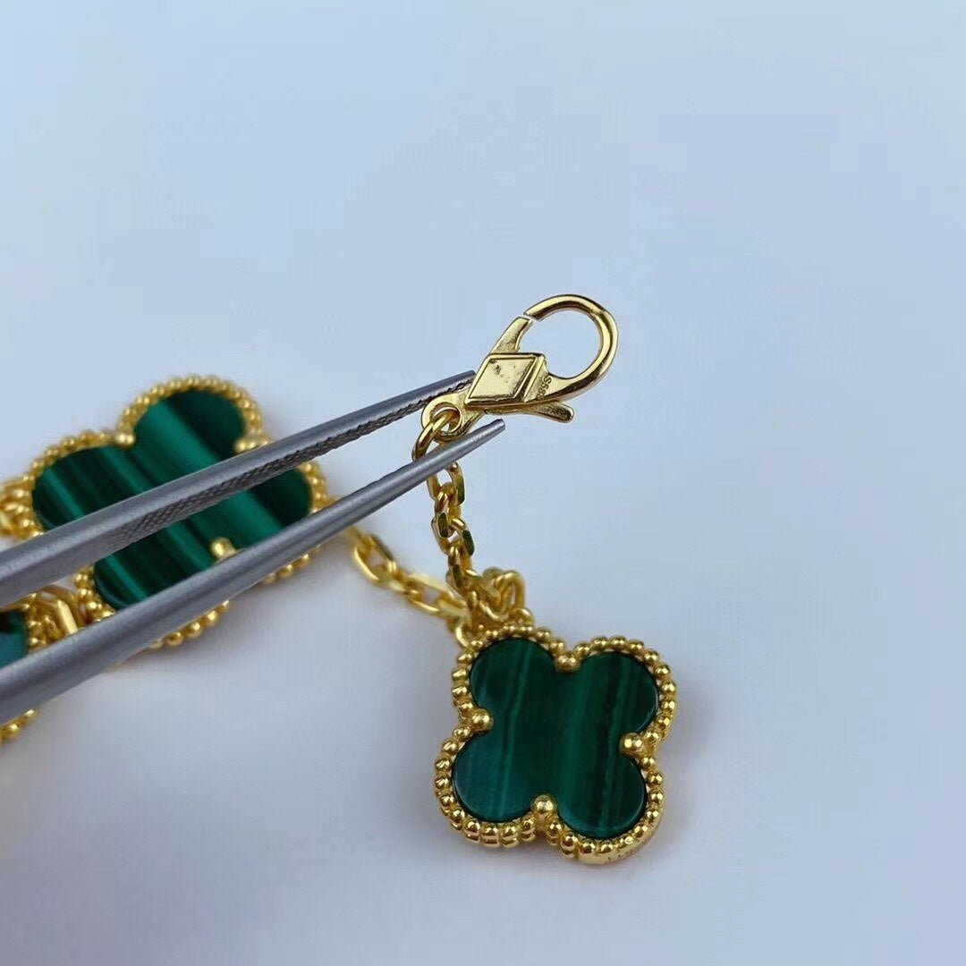 [Select]MAGIC CLOVER MALACHITE GOLD BRACELET 5 MOTIFS