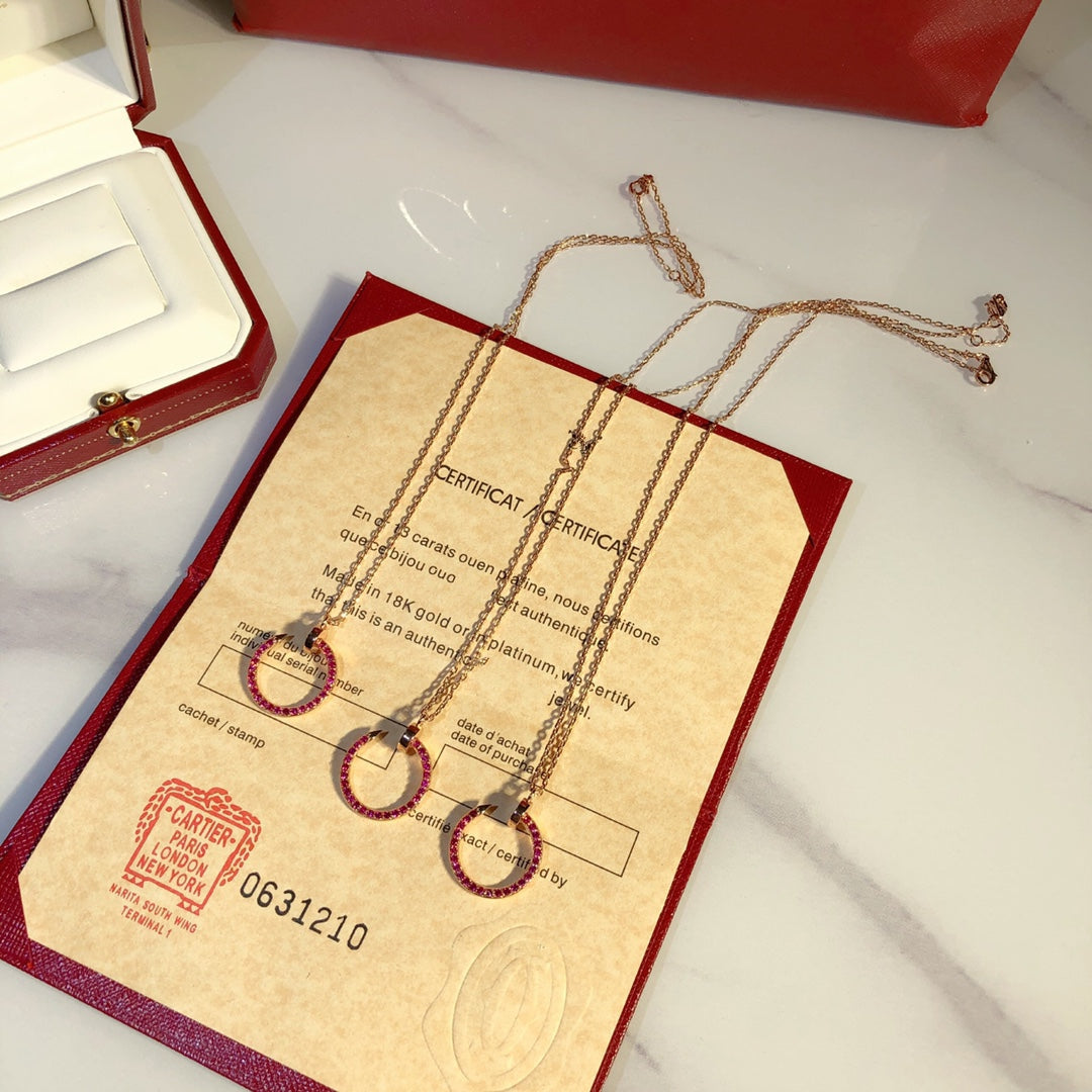 [Select]JUSTE NECKLACE GOLD RED DIAMONDS